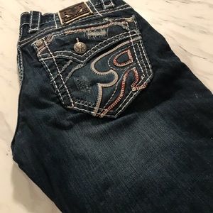 Rock Revival Slim Straight Dark Jeans
